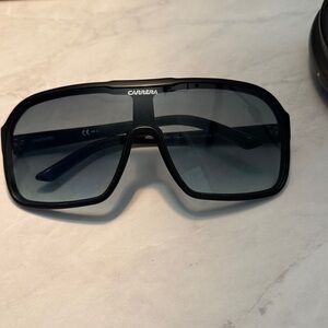 Carrera Black Shield Sunglasses with Gray Gradient Lenses